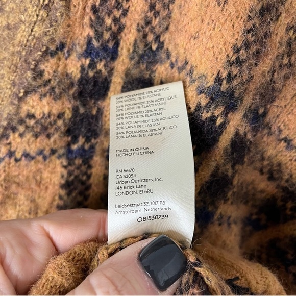 Free People Sepia Plaid Jacquard Oversized Cardigan Brown Size Small OB1530739 - Picture 10 of 10